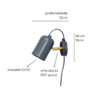 Luminária de Parede Arandela Articulada Spot Olga Collor Cinza