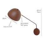 Luminária de Parede Arandela Articulada Wang Preto