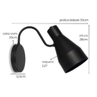 Luminária de Parede Arandela Fixa Eliza Preta