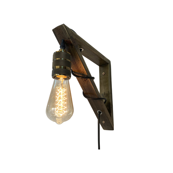 Luminária De Parede Arandela Mão Francesa Madeira Marrom