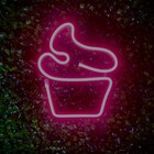 Luminária De Parede Cupcake Led Neon Rosa 24cm 3d Gold Print