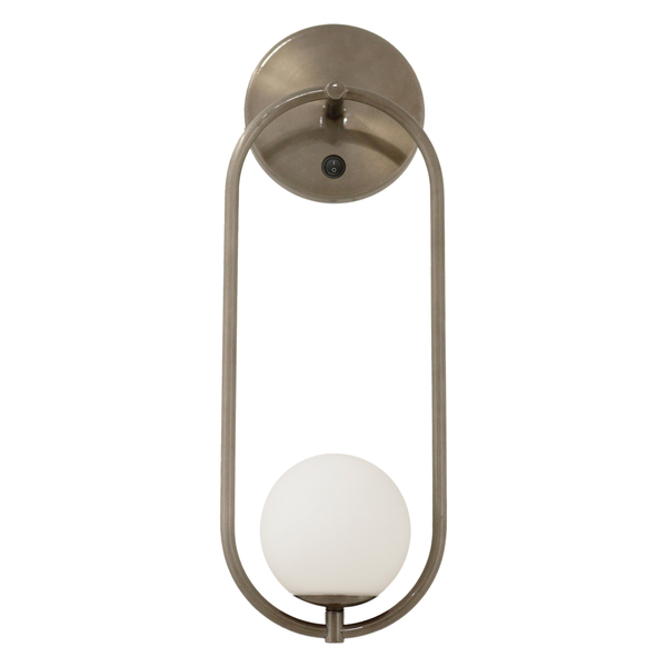 Luminária De Parede Oval Aro Globo Vidro Interruptor Bronze