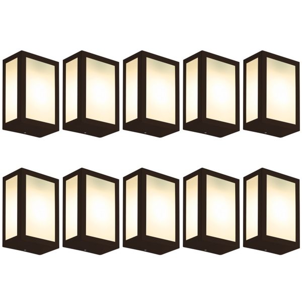 Luminária De Parede Retangular Marrom Kit Com 10