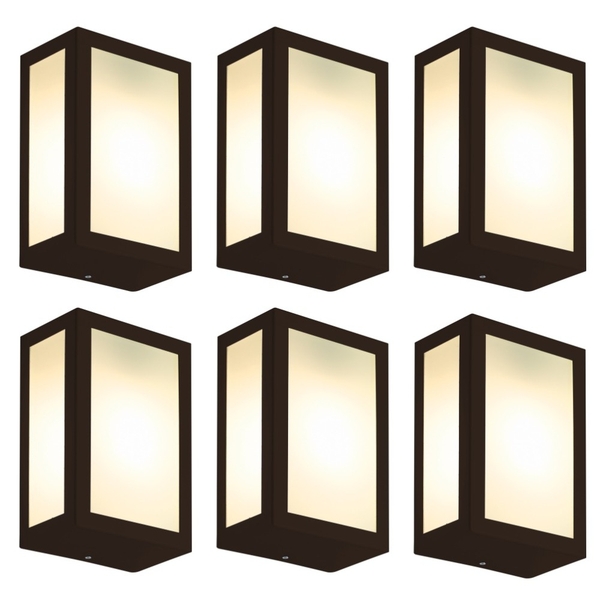 Luminária De Parede Retangular Marrom Kit Com 6