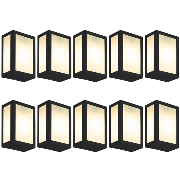 Luminária De Parede Retangular Preto Kit Com 10