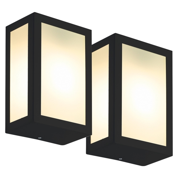 Luminária De Parede Retangular Preto Kit Com 2
