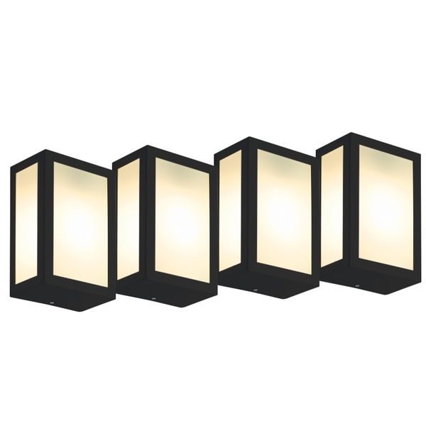 Luminária De Parede Retangular Preto Kit Com 4