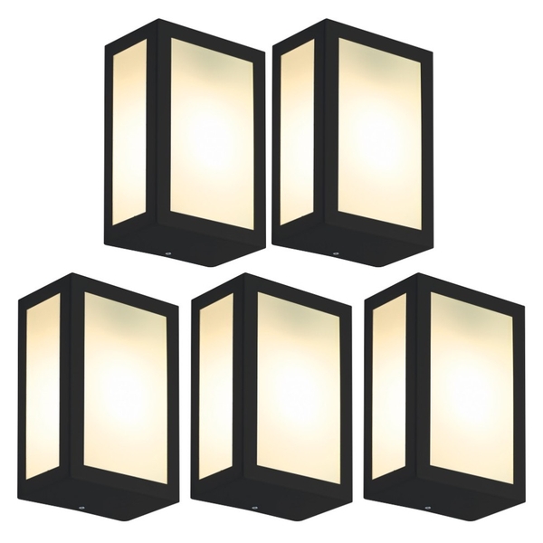 Luminária De Parede Retangular Preto Kit Com 5