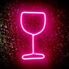 Luminária De Parede Taça Led Neon Rosa 24cm 3d Gold Print