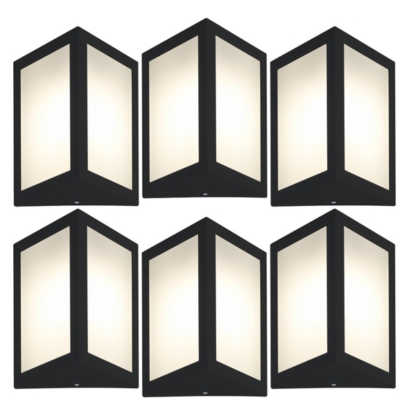 Luminária De Parede Triangular Preto Kit Com 6