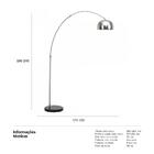 Luminária De Piso Arco Lamp - Pedra De Mármore Redonda - Preto