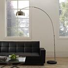 Luminária De Piso Arco Lamp - Pedra De Mármore Redonda - Preto