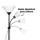 Luminária De Piso Articulada Duas Lâmpadas Abajur