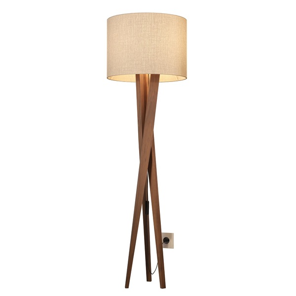 Luminária De Piso Bella Com Pés De Madeira Cupula Palha Leroy Merlin