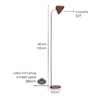 Luminária De Piso Chão Penelope Preto