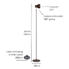 Luminária De Piso Chão Vivian Preto