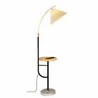 Luminária De Piso Com Mesa De Madeira Nice Preto E Dourado