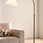 Luminária De Piso Ibiza Preto Com Cúpula Nude