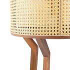 Luminária De Piso Luna Em Madeira Maciça E Tela Natural