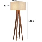 Luminaria De Piso Pés De Madeira Rustica, Cupula Quadrada Pal