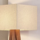 Luminaria De Piso Pés De Madeira Rustica, Cupula Quadrada Pal