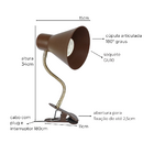 Luminária de Presilha e Garra Amélia Marrom Cortem