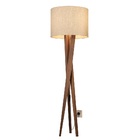 Luminária De Solo Tripé Com Pés De Madeira Rustico Cupula Pal