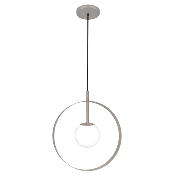 Luminária De Teto Pendente Círculo Globo Vidro Lavabo Prata