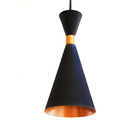 Luminária De Teto Pendente Cone Preto Com Interior Cobre Para