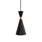 Luminária De Teto Pendente Cone Preto Com Interior Cobre Para