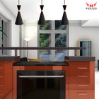 Luminária De Teto Pendente Cone Preto Com Interior Cobre Para