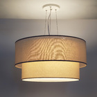 Luminária De Teto Pendente Cúpula Dupla Linho Pérola 50x25