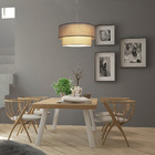 Luminária De Teto Pendente Cúpula Dupla Linho Pérola 50x25