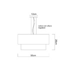 Luminária De Teto Pendente Cúpula Dupla Linho Pérola 50x25