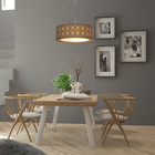 Luminária De Teto Pendente Palha Cúpula Dupla Cru 50x16