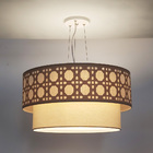 Luminária De Teto Pendente Palha Cúpula Dupla Cru 50x25