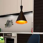 Luminária De Teto Pendente Tall Preto Com Interior Cobre Para