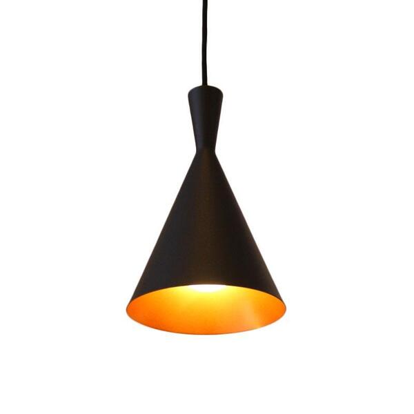 Luminária De Teto Pendente Tall Preto Com Interior Cobre Para
