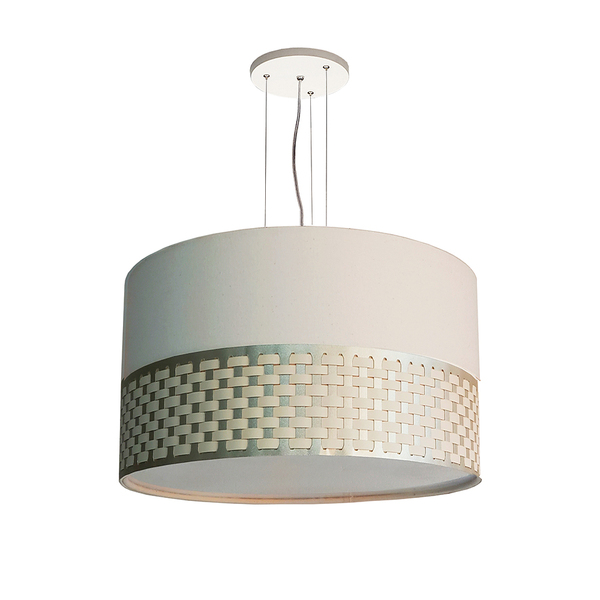 Luminária De Teto Pendente Tecido Faixa Bronze Trançado 30x15