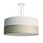 Luminária De Teto Pendente Tecido Faixa Bronze Trançado 40x15