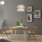 Luminária De Teto Pendente Trama Cúpula Dupla Bronze 50x25