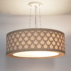 Luminária De Teto Pendente Trama Cúpula Dupla Cru 40x16