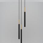 Luminária De Teto Pendente Tubo Triplo Cozinha Preto Dourado