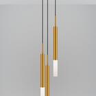 Luminária De Teto Pendente Tubo Triplo Difusor Mesa Dourado