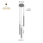 Luminária De Teto Pendente Tubo Triplo Sala Ilha Mesa Prata