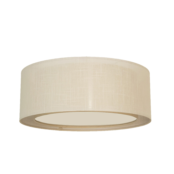 Luminária De Teto Plafon Cúpula Dupla Linho Pérola 50x16