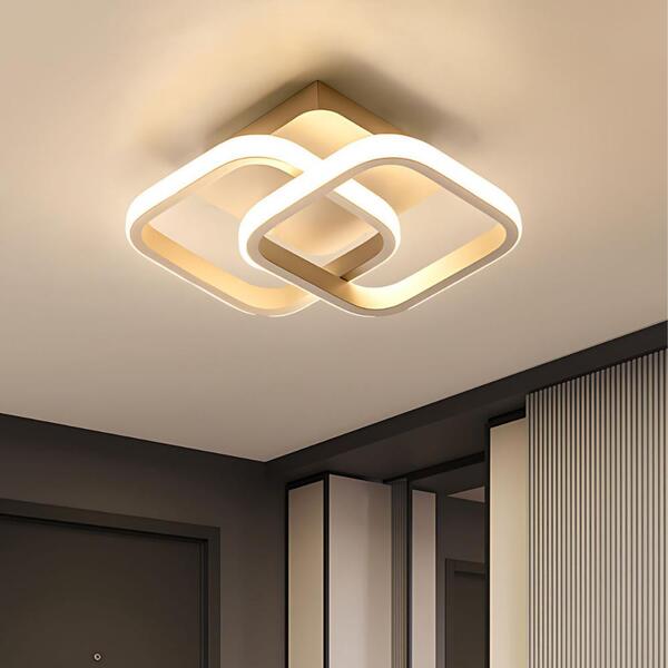 Luminária De Teto Plafon Led 45w Prisma Dourada Moderna Com 3