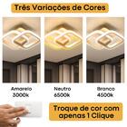 Luminária De Teto Plafon Led 45w Prisma Dourada Moderna Com 3