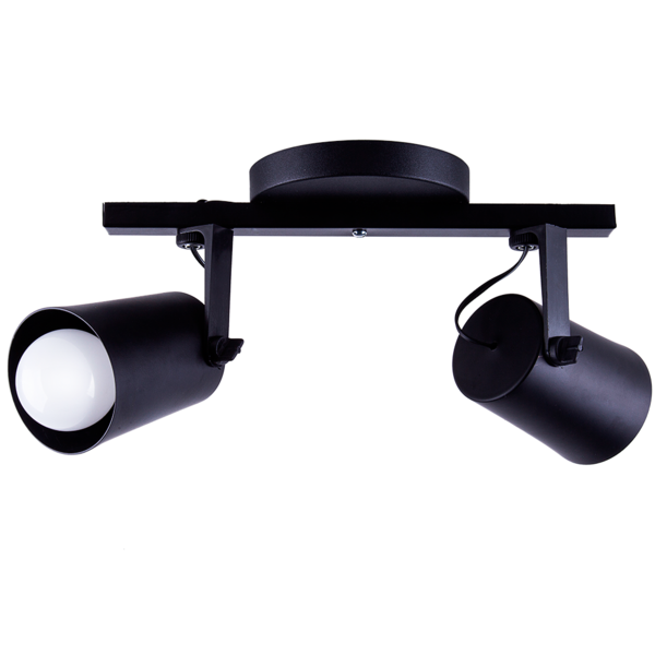 Luminária De Teto Spot Trilho Direcionável Fokus 2 Lâmpadas E27 Moderno Bivolt Preto 110v/220v