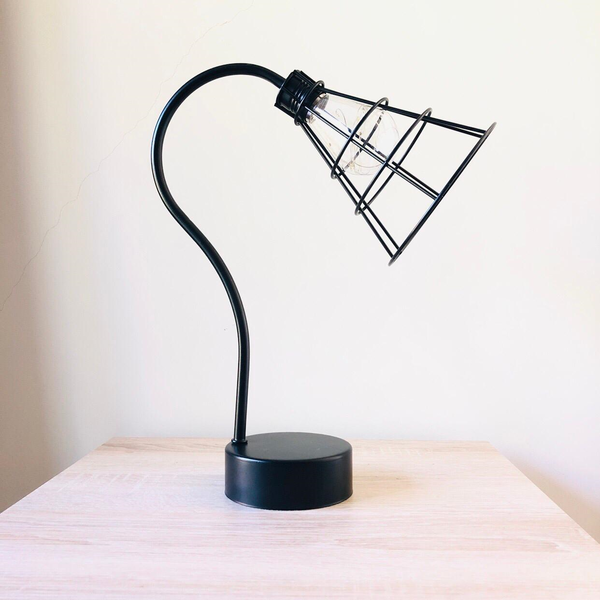 luminaria decorativa industrial preta com lampada led 35cm